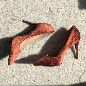 Bronze/Copper brocade heels